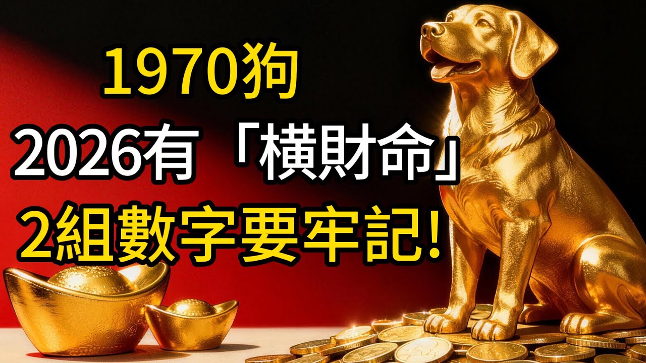 運勢要翻紅了！1970年狗人注意，2026年「財庫大開」？謹記這三組密碼，錢財自動找上門！#1970屬狗 #2026屬狗運勢 #偏財運 #橫財