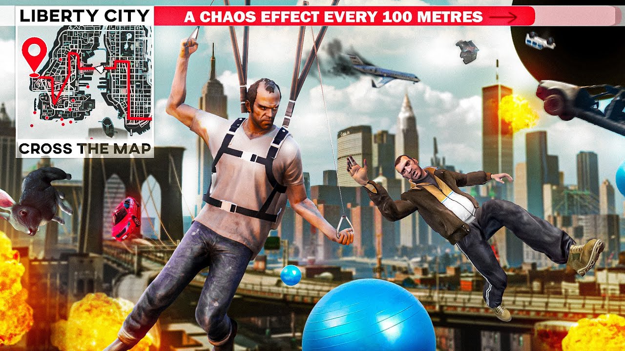 Can You Cross GTA 5’s LIBERTY CITY If Every 100m Chaos Happens?!