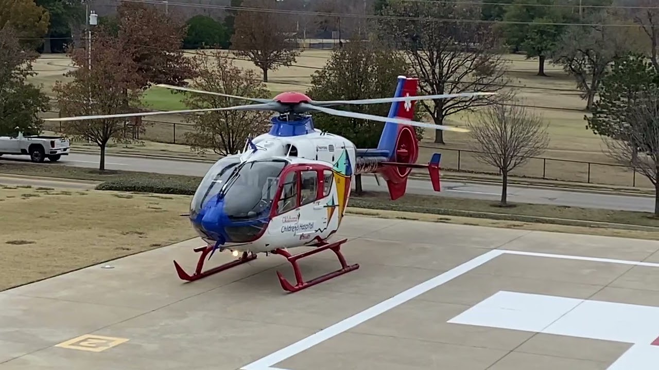 Oklahoma children air one taking off from at St Francis Children pad 