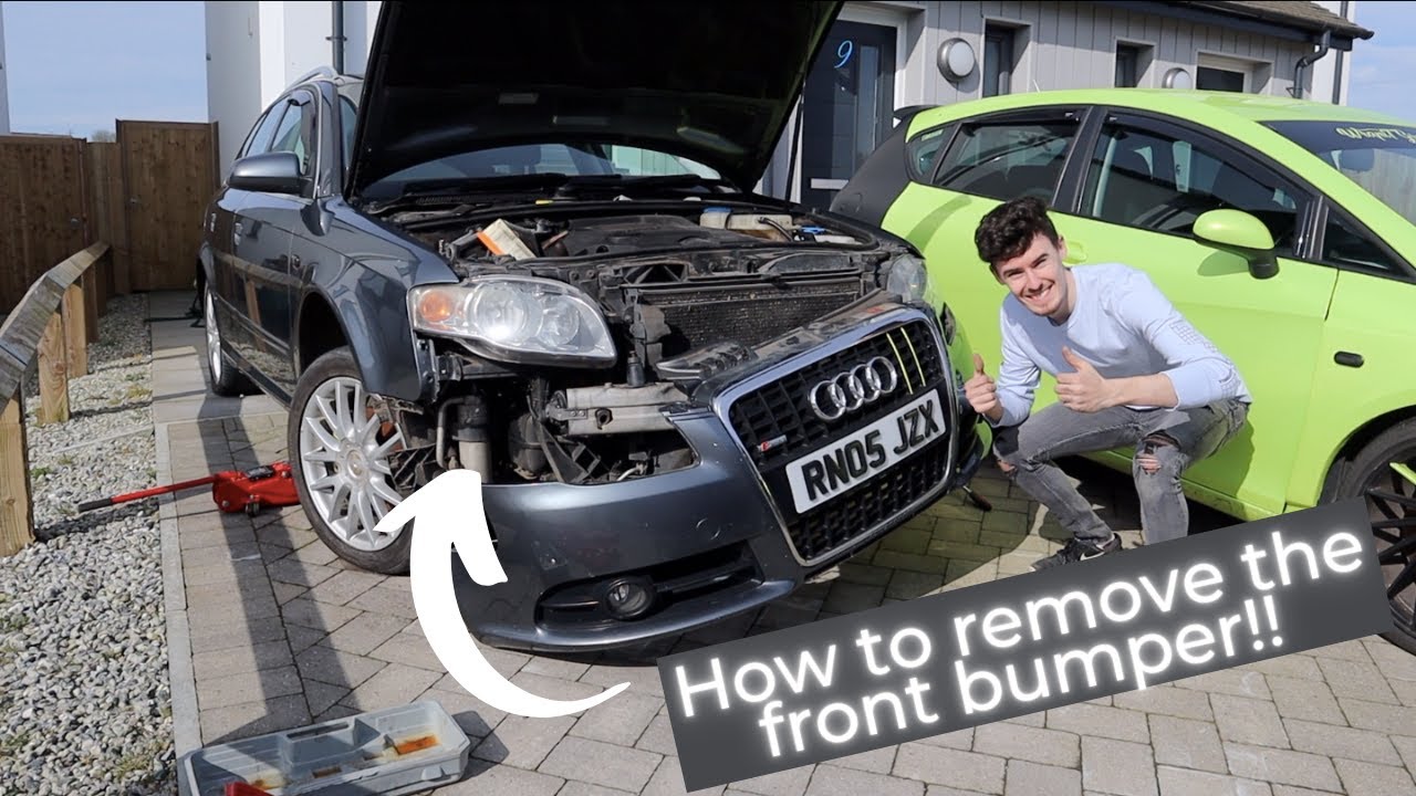 BREAKING MY AUDI A4 AVANT | Removing the Front Bumper | JSMK