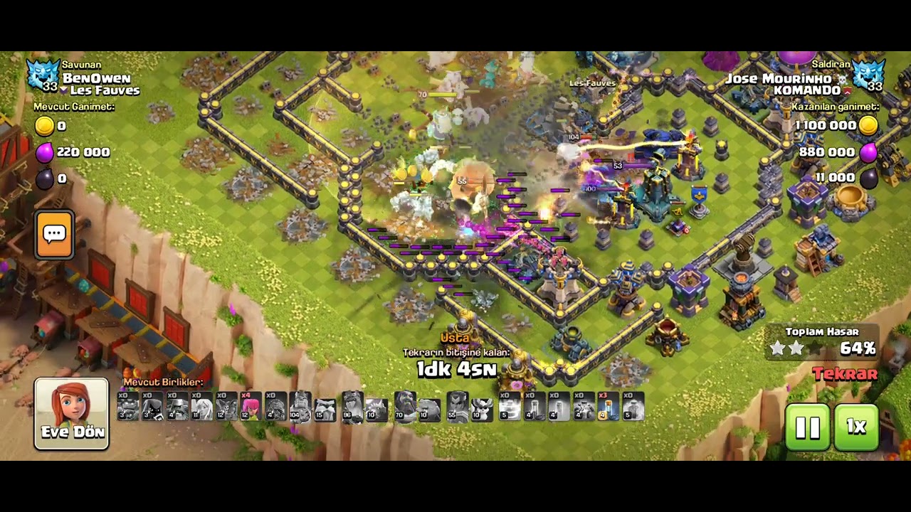 Şampiyon yürüyüşü metor golemi saldırısı #clashofclans #coc 