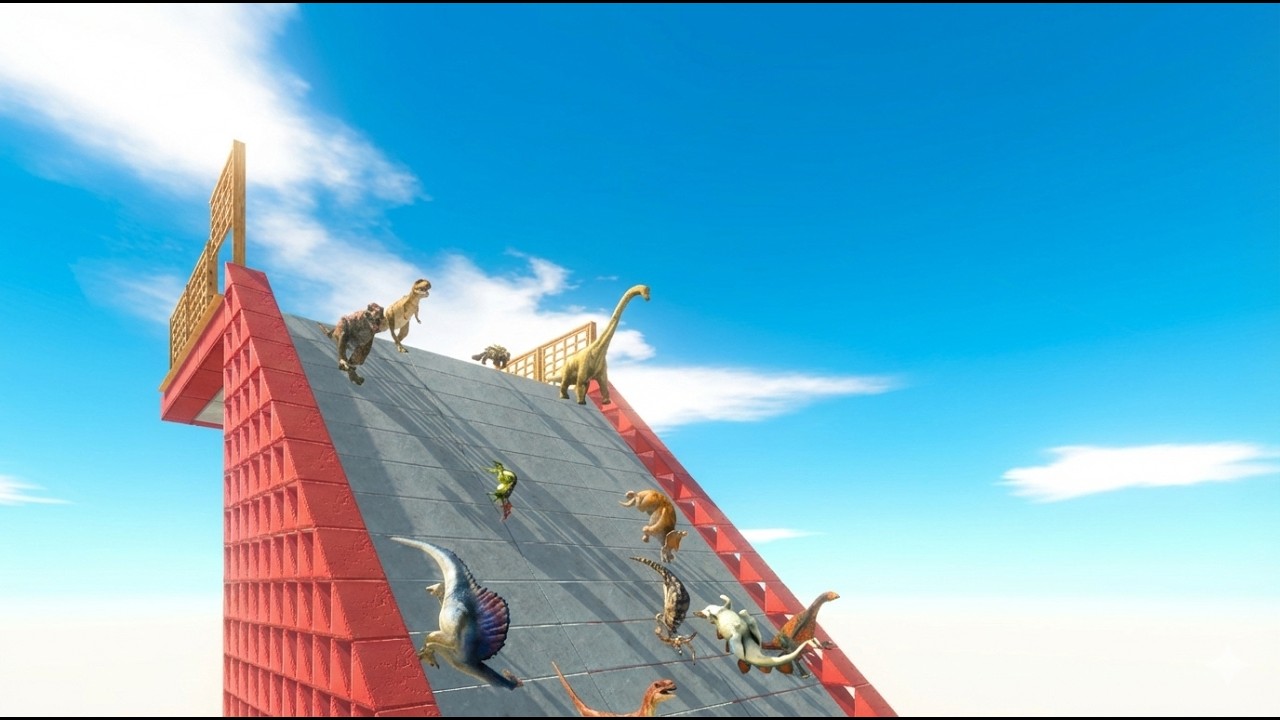 FASTEST TO FALL 🦖💨 | Carnivore vs Herbivore Dinosaurs in a Massive Drop!