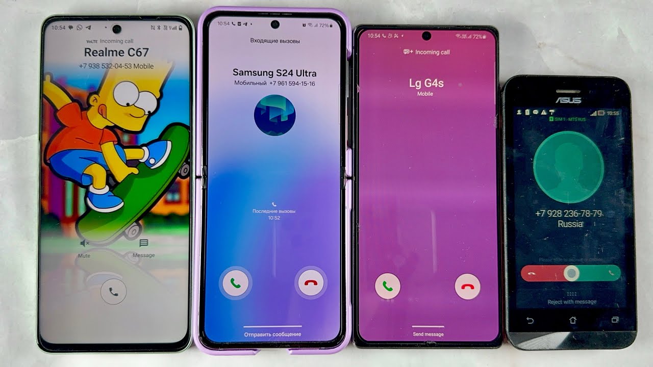 Incoming Calls Realme C67 + Samsung Galaxy Z Flip5 + Samsung Galaxy S23 Ultra + Asus