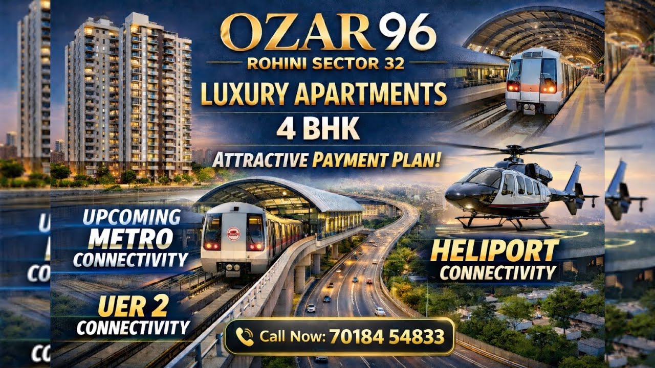  OZAR 96 Rohini Sector 32 | Luxury 4BHK Apartments | Near UER 2 & Upcoming Metro