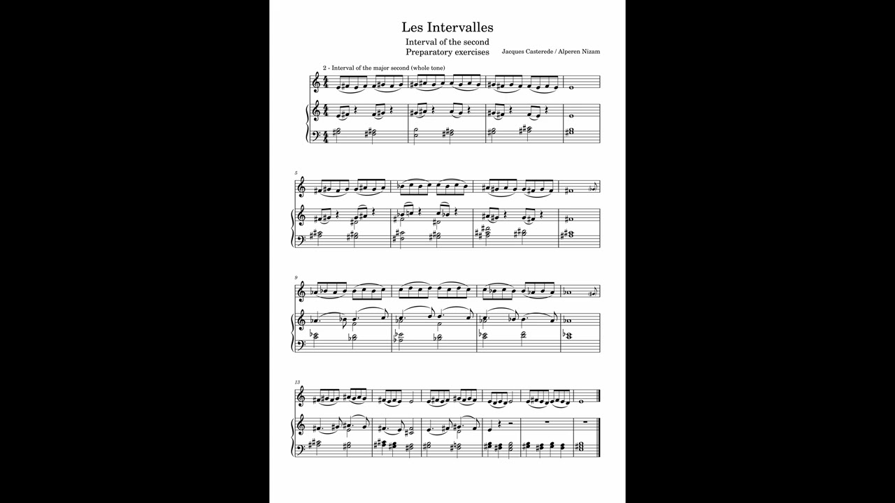 Les Intervalles / 2. Interval of the major second(whole note)