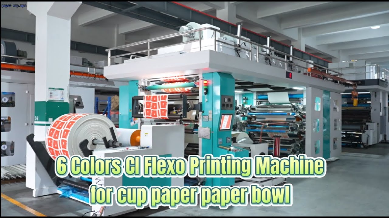 Lisheng 6 colors central drum flexo printing machine for paper cup paper bowl Kraft/ hamburg paper