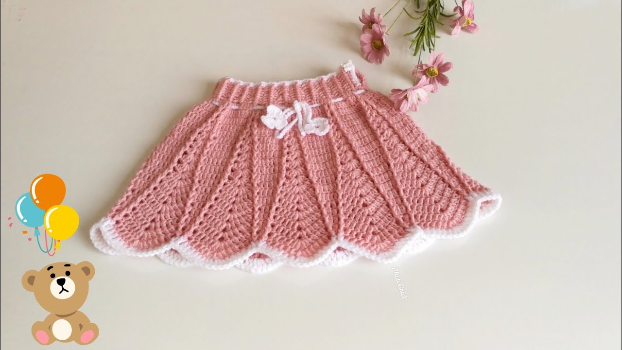 Tığ İşi Prenses Bebek Eteği Nasıl Örülür?👸How to Crochet Babby Shell Skirt?💕