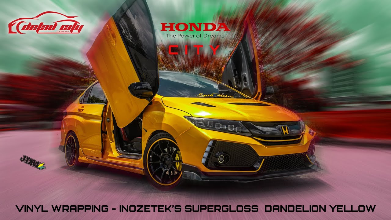 Honda City Wrapped in Inozetek's Supergloss Mteallic Dandelion Yellow #hondamalaysia #vinylwrap