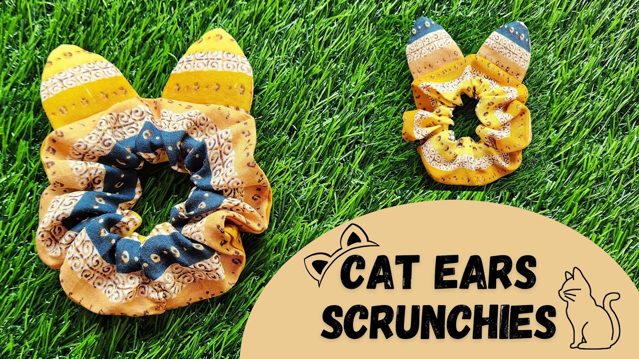 CAT EARS 😻 Scrunchies / Scrunchies with Cute Ears / Cute Scrunchies Making at home / Sew & Sell Idea