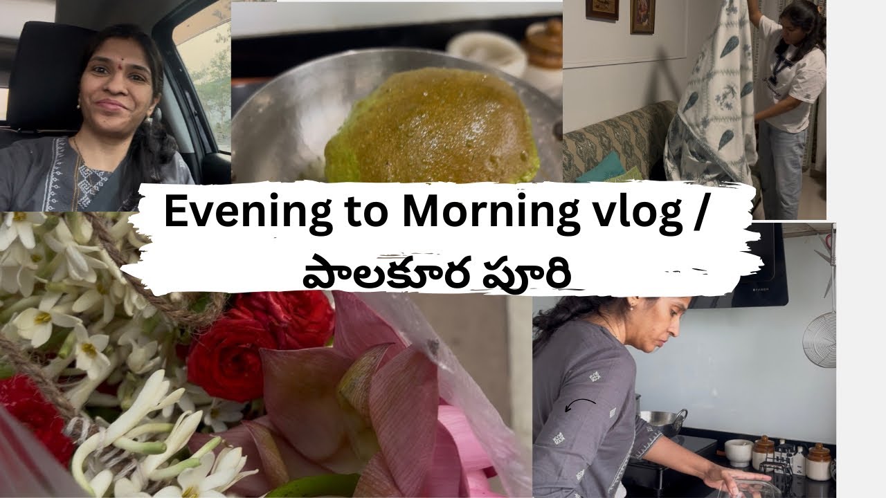 Evening to Morning vlog /పాలకూర పూరి #Busy Morning #youtube #vlog #viral #food 