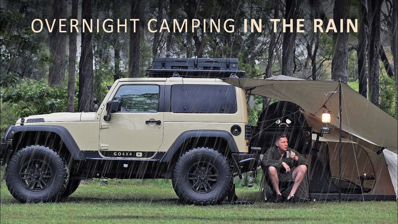 SOLO CAR CAMPING in RAIN [ Build tiny shelter, Relax in Cosy tent, cook Comfort food | ASMR ]