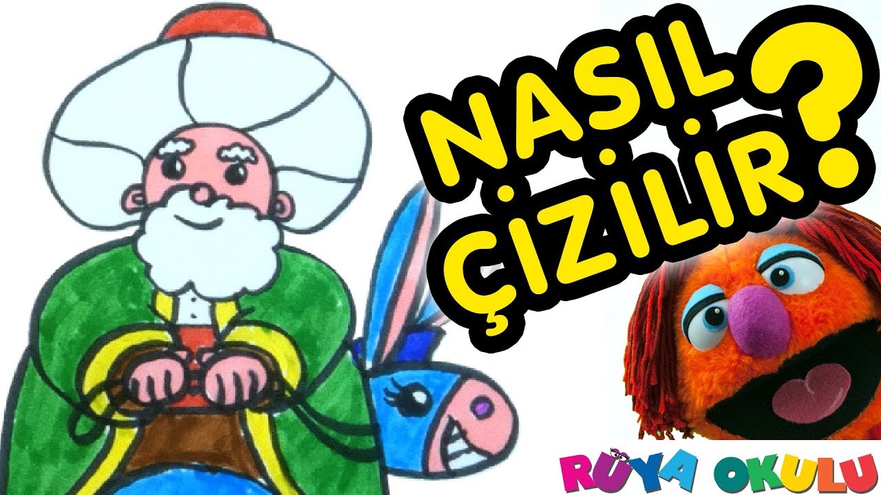 Nasrettin Hoca Nasıl Çizilir? - Eşeğine Ters Binmiş - Çocuklar İçin Resim Çizme - RÜYA OKULU