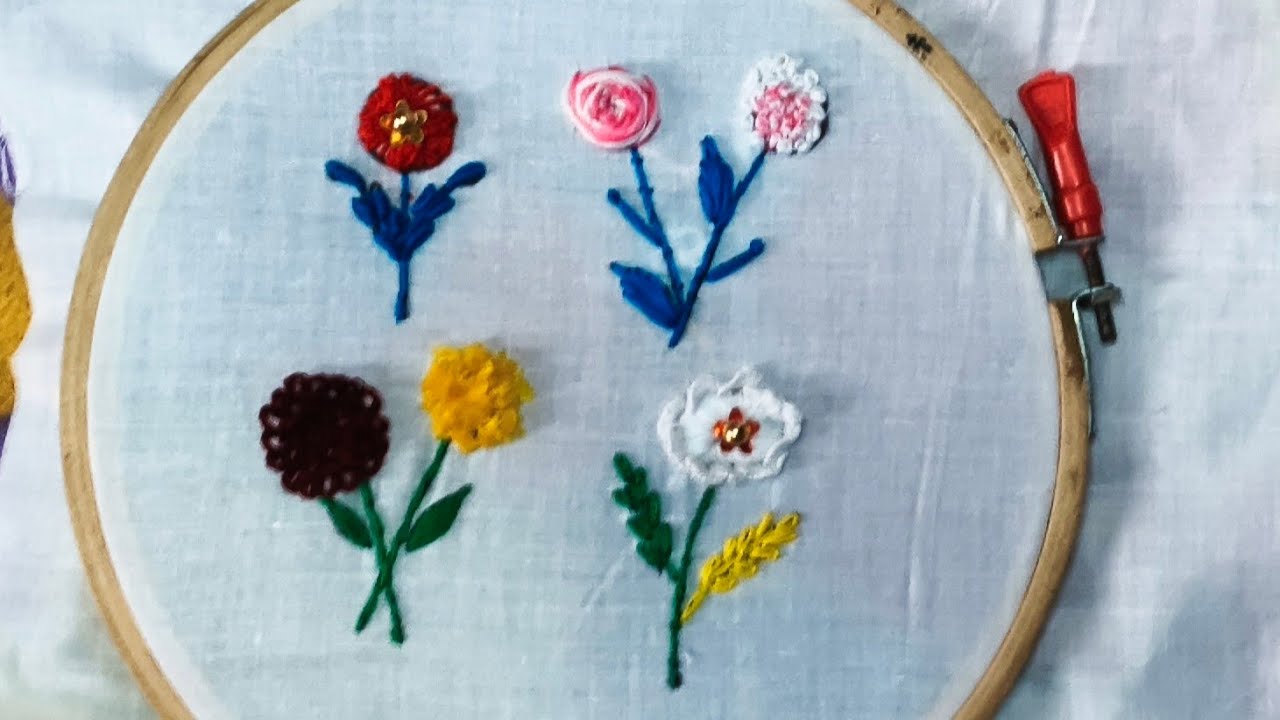 Different type flower embroidery design 