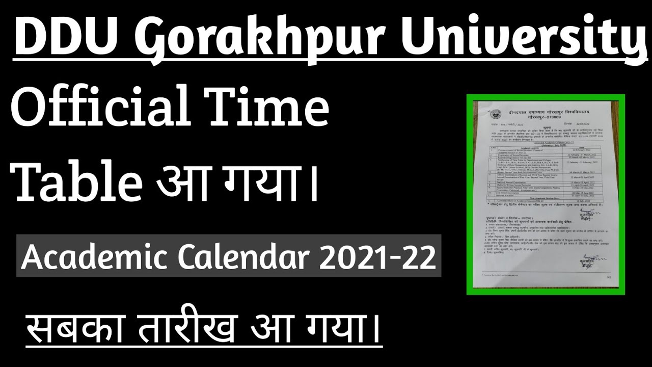 DDU GKP Revised Academic Calendar 2021-22 | Annual Exam| Semester Exam | New session 2022-23 | #ddu