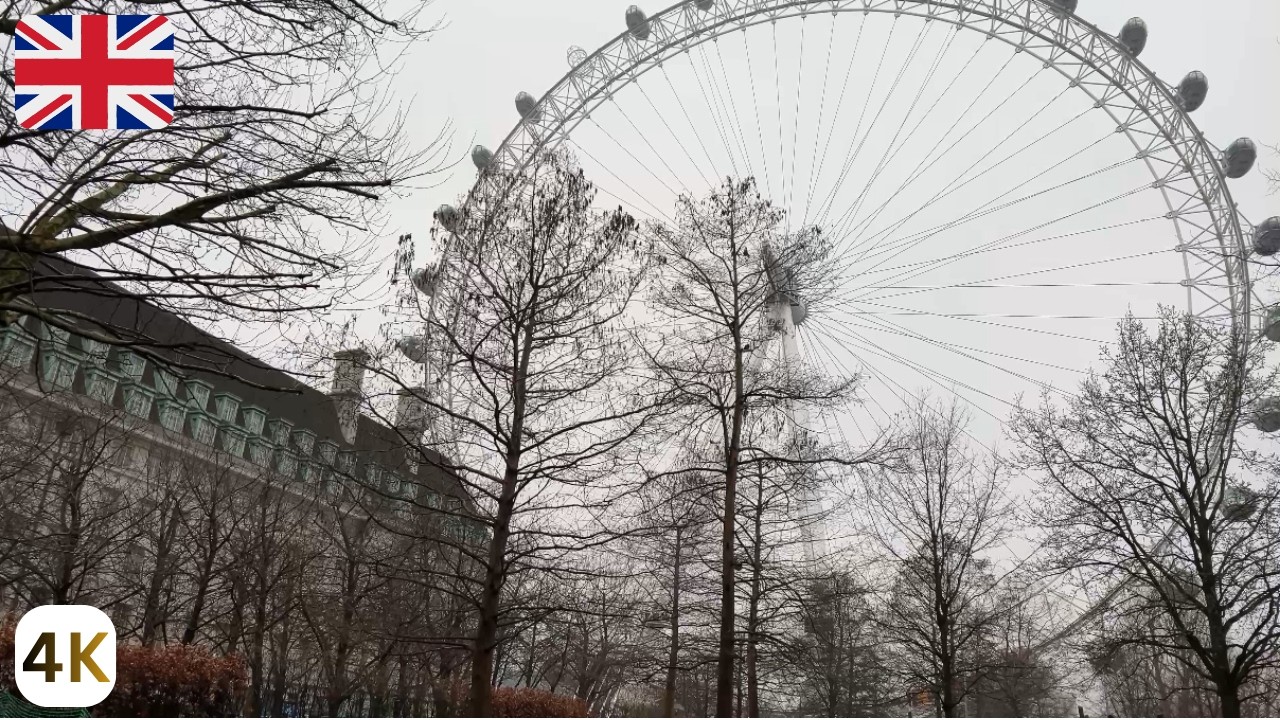 London Walking Tour (4k) | Experience London on a Foggy Day