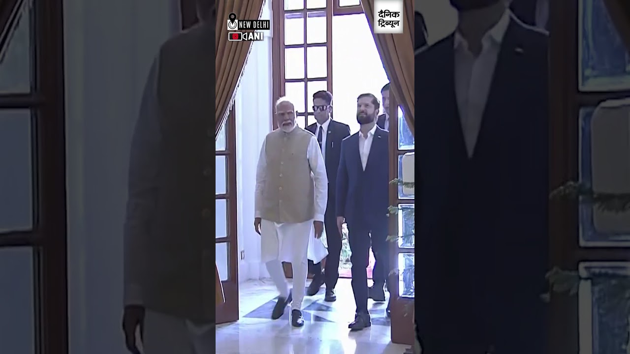 Prime Minister Narendra Modi meets Chile President Gabriel Boric at Hyderabad House in Delhi