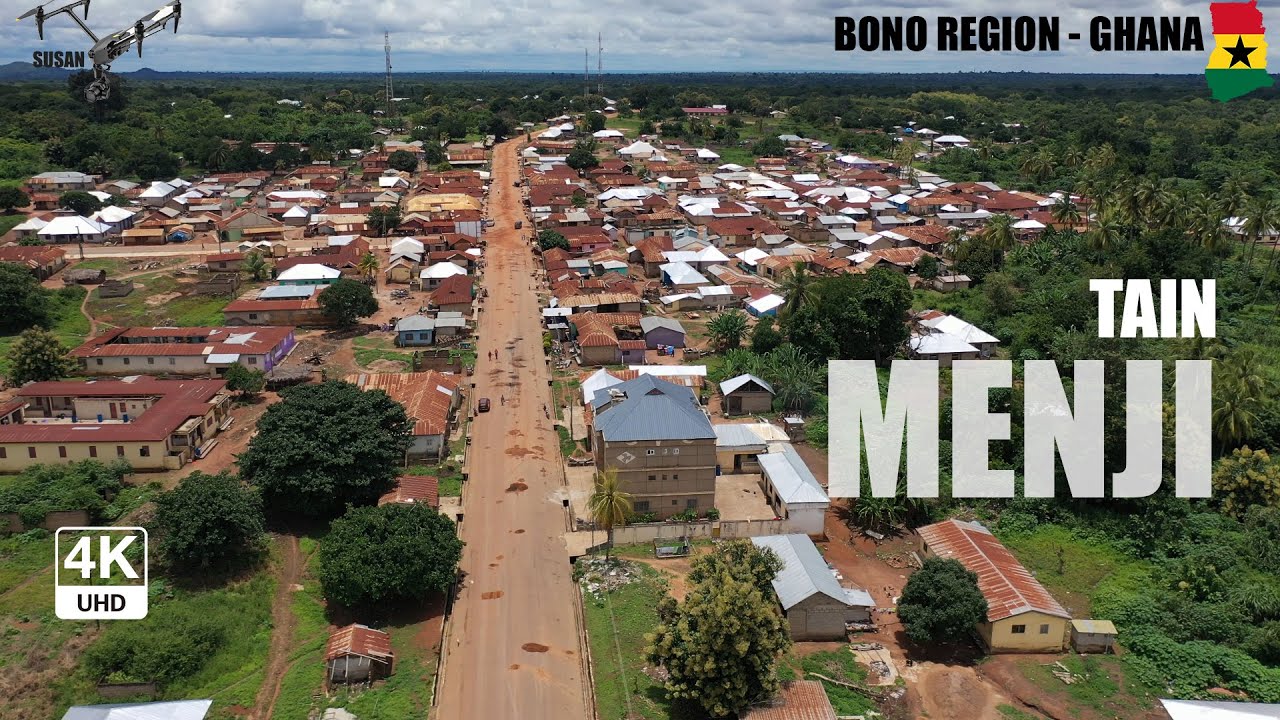 Menji Tain Aerial View in the Bono Region of Ghana 4K