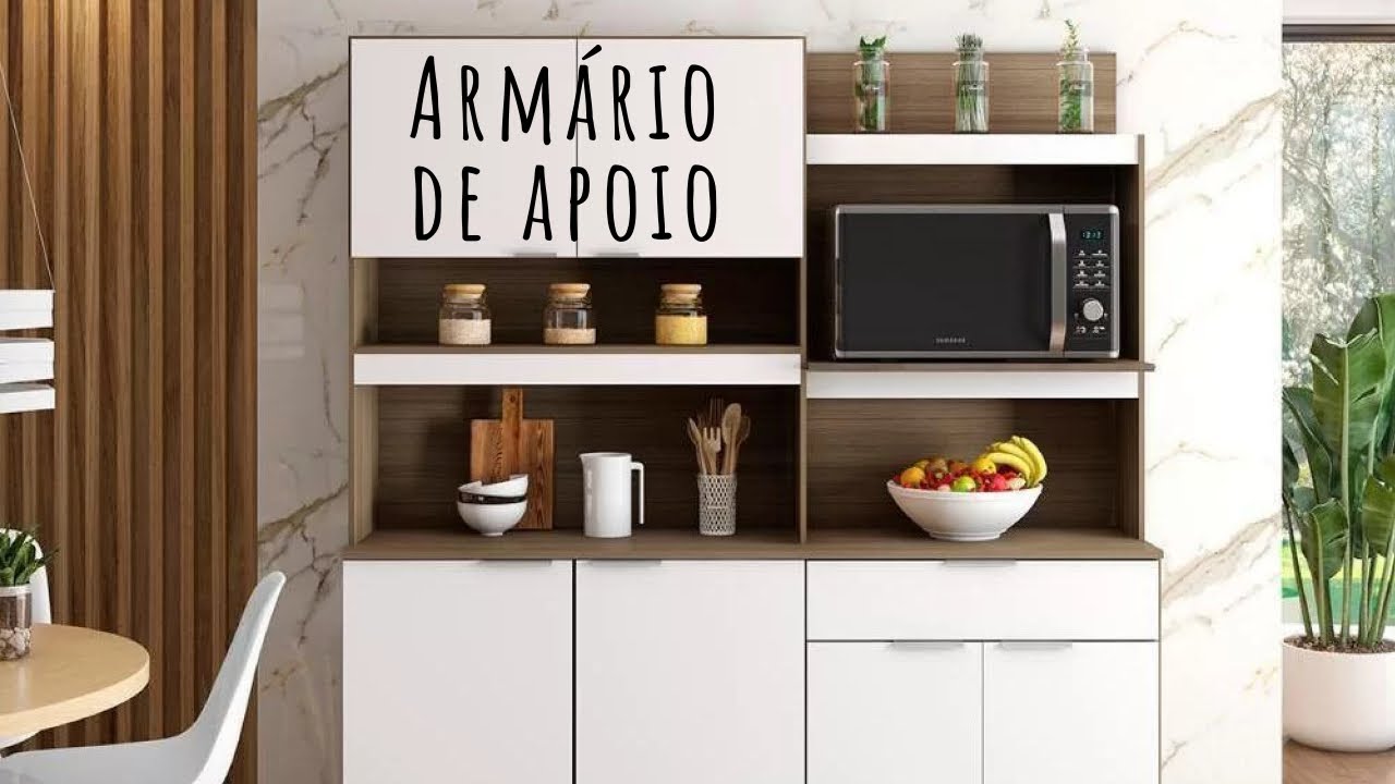Deseja mais praticidade na sua rotina? Confira 10 Arm&aacute;rios Apoio para a COZINHA sem perder o Estilo