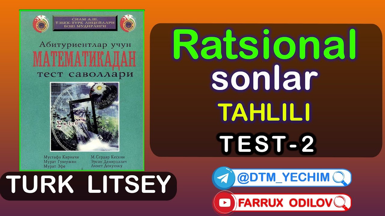 Ratsional sonlar (test-2) | Turk litsey yechimlari