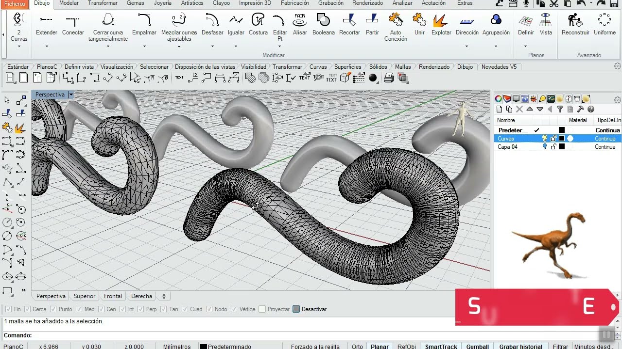 Rhino 3D Tutorials - Aplicar Tuberia De Curva, Extraer Malla De Tuberia