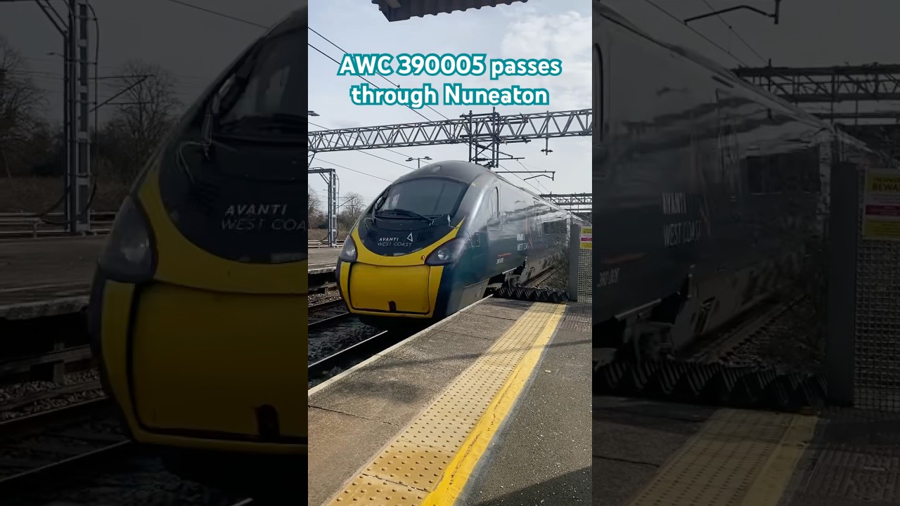 AWC Class 390005 passes through Nuneaton with a 2 tone. #awc #390 #pendolino #nuneaton #railway #uk