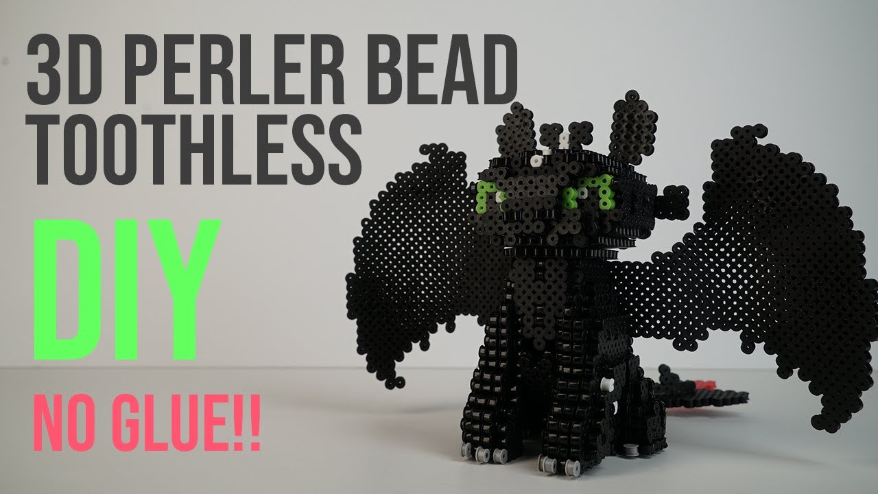 How To Make a 3D Perler Bead Toothless the Dragon! no glue, Part 1