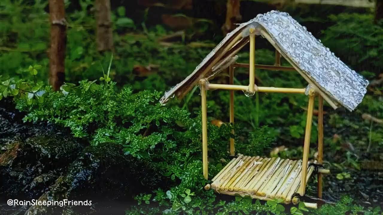Rain Sounds for Sleeping | Peaceful ASMR Rain on a Small Bamboo Shelter