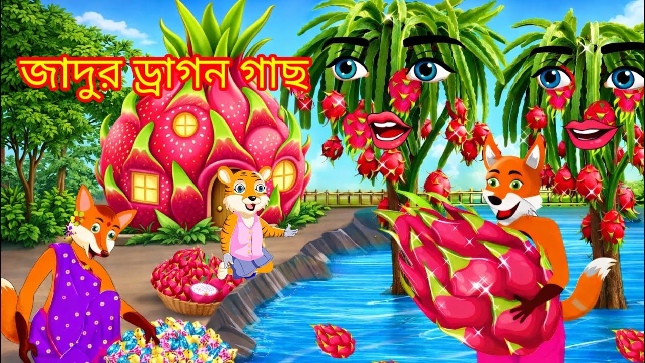 পুকুরে জাদুর ফল 🍓 ড্রাগন ফলের রূপকথা | Bangla Cartoon Story | জাদুর ড্রাগন ফলের গল্প #foxcartoon