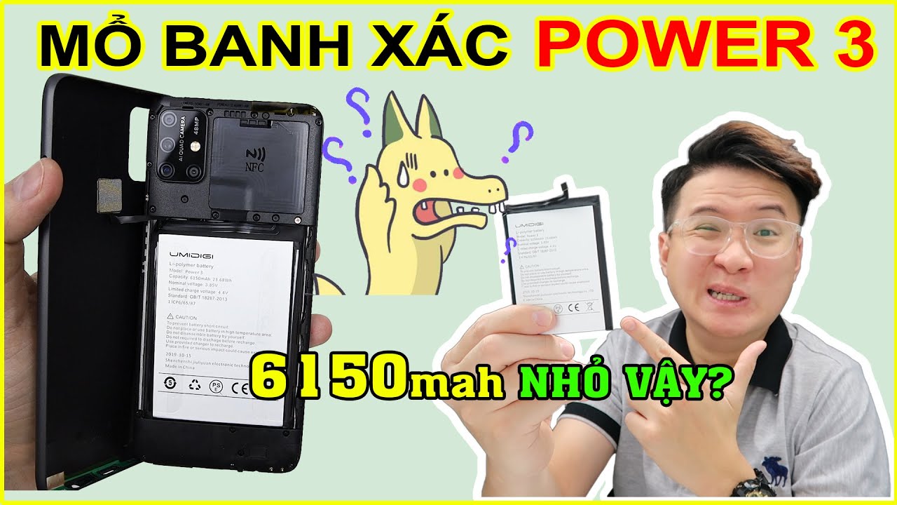 Truy tìm viên Pin KHỦNG 6150mah. Mổ bụng Umidigi Power 3 giá 3tr2 trên LAZADA