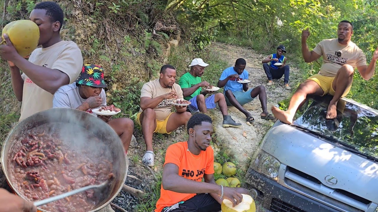 Jamaican young men bush cooking  in the mountains | Colaz Smith tv | this is delicious