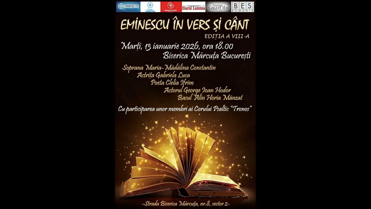 Ediția a 8-a a proiectului cultural „Eminescu în vers și cânt” va avea loc la Biserica Mărcuța 2026