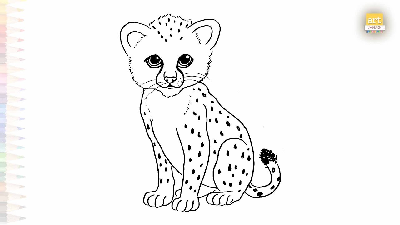 Baby Cheetah drawing easy | Animal art sketches | How to draw A Cheetah step by step | #artjanag