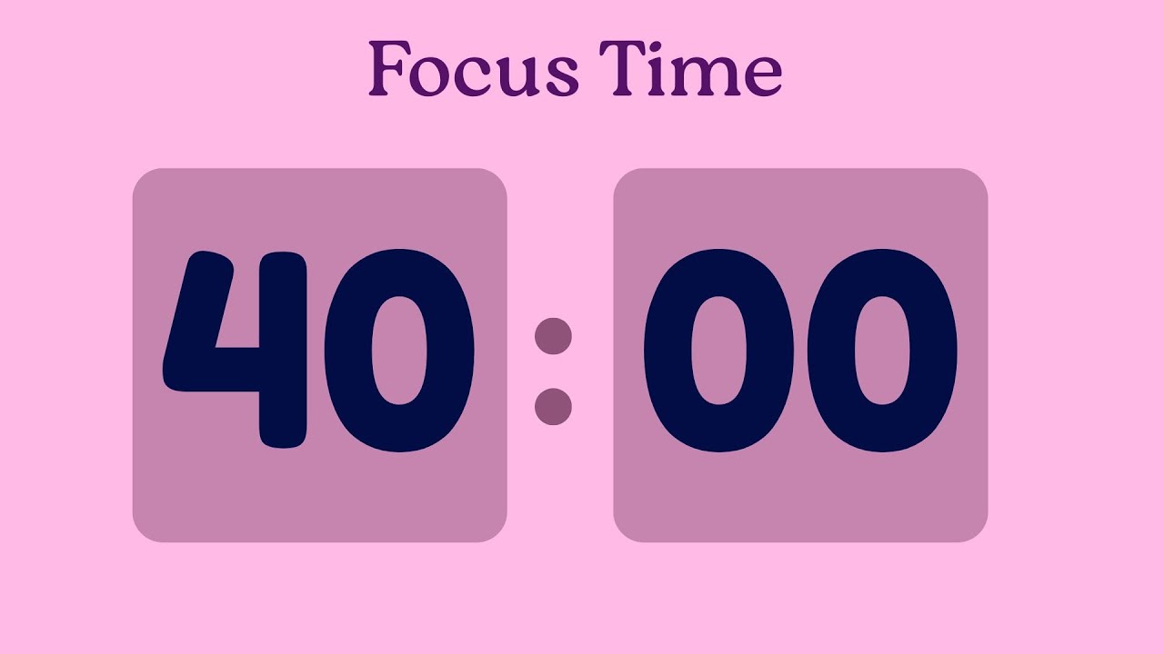 Đồng Hồ Đếm Ngược 40 Phút 🧡 Focus Timer 🧡 Pink Background 🧡 ASMR Tick Tock | Tập Trung Cao Độ