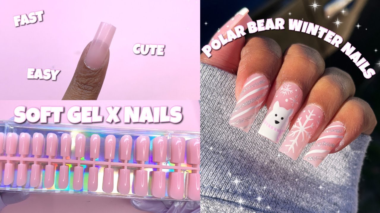 Trying BTArt Box NEW Gel X Soft Gel System | Polar Bear Winter Nail Art | Easy Gel X Application