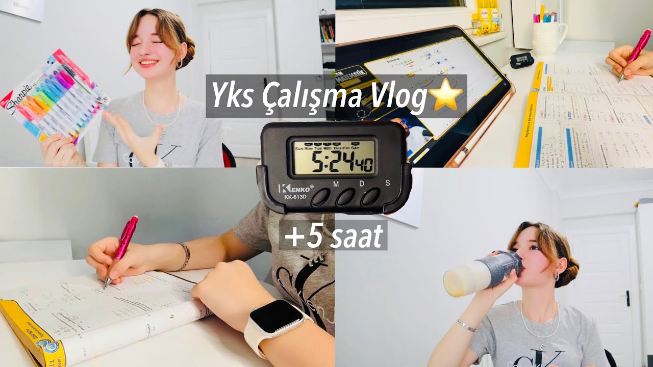 YKS DERS ÇALIŞMA VLOG #1 +5saat,milkshake tarifi🍌
