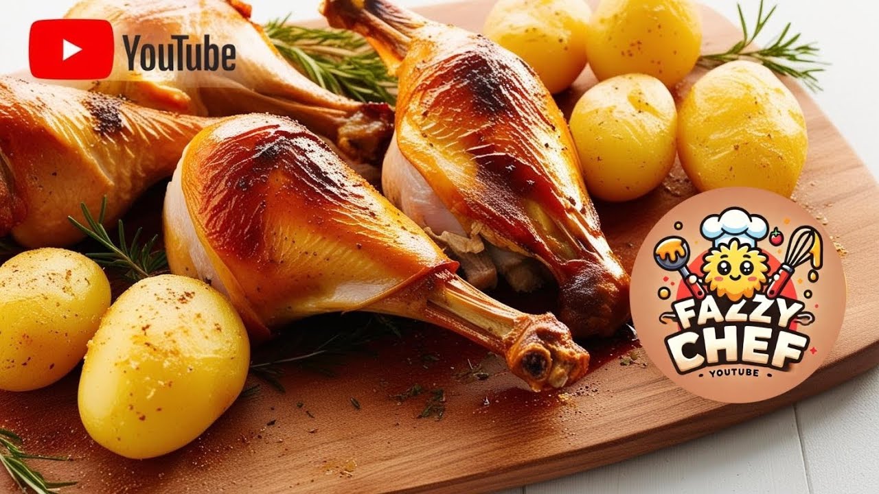 Krůt&iacute; stehna v horkovzdu&scaron;n&eacute; frit&eacute;ze.