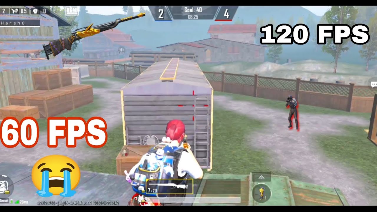 M24 1v1 60 FPS 😭 VS 120 FPS IN TDM !! BGMI 