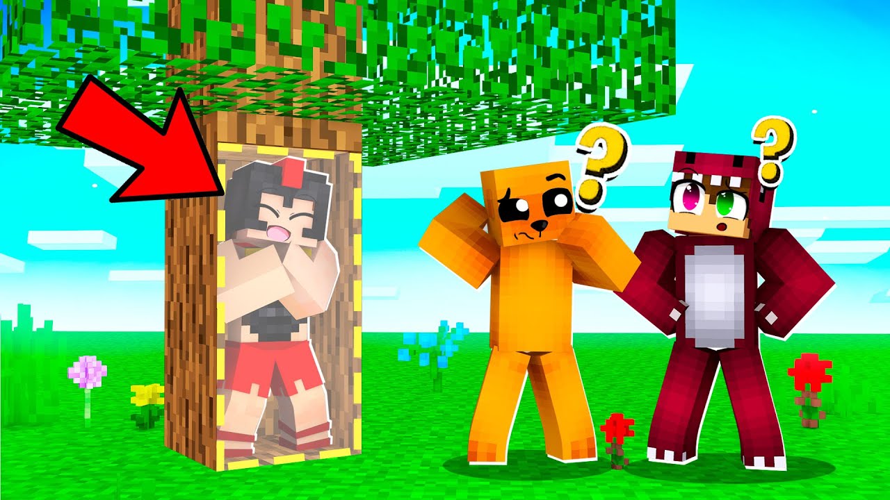 IMPOSIBLE ENCONTRAR a INVICTOR EN LA BASE ÁRBOL en MINECRAFT 🌳😂 EL ESCONDITE con LOS COMPAS