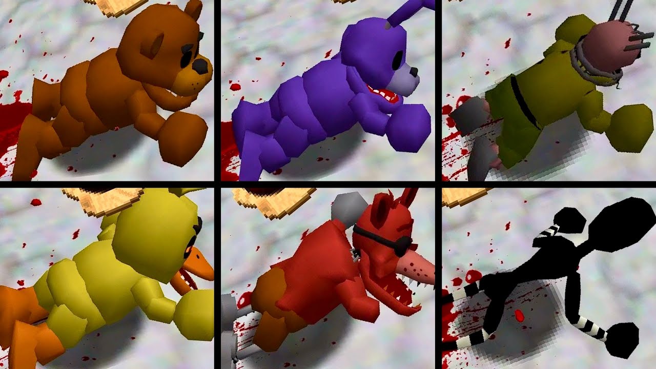 Freddy Fazbear & FNaF Crew Gore Fall Animations in Super Mario 64