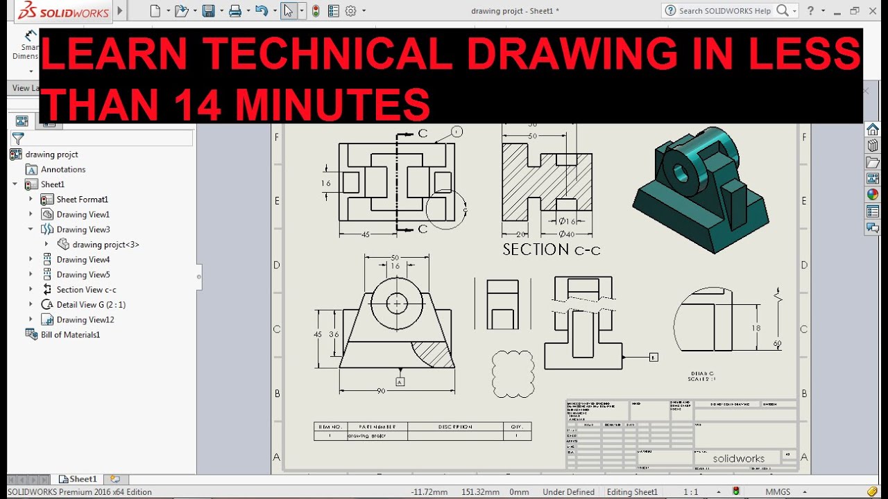 DRAWING MODULE - SOLIDWORKS #SOLIDWORKSTUTORIAL #TECHNICALDRAWING #CAD #CADTUTOR #SOLIDWORKS #DWG