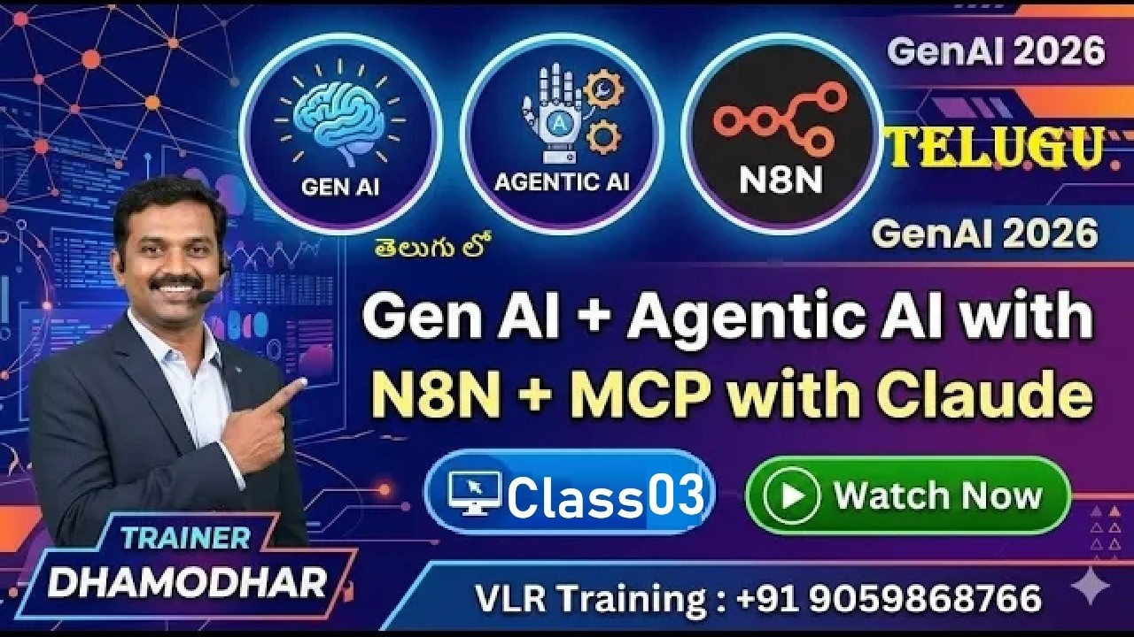 GenAi + Agentic + MCP + N8n With Claude Class03 06 PM Batch March2026 VLR Tlraning Dhamodhar 9059868