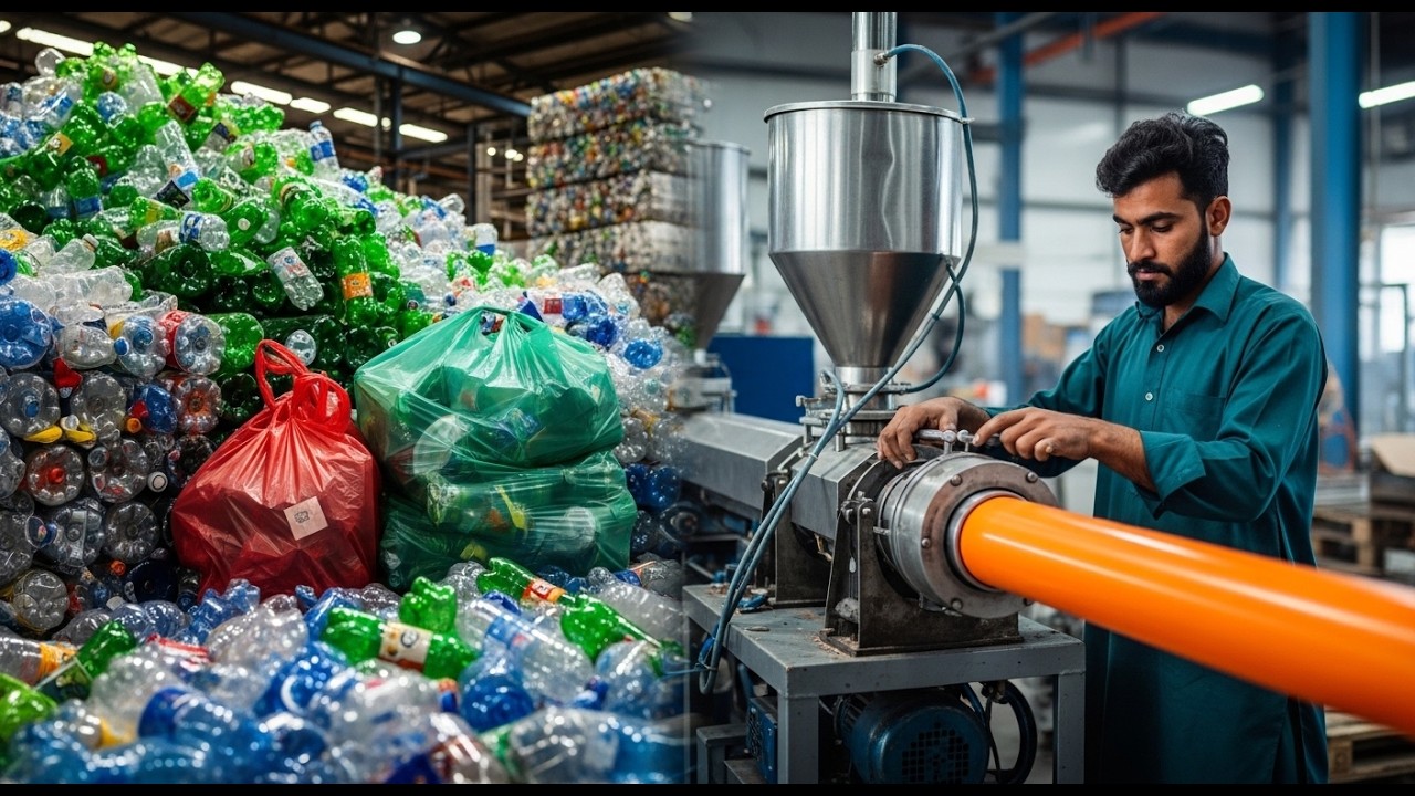 Millions of Waste Plastic Bags Recycled Into Polythene Water Pipes | Amazing Factory Process