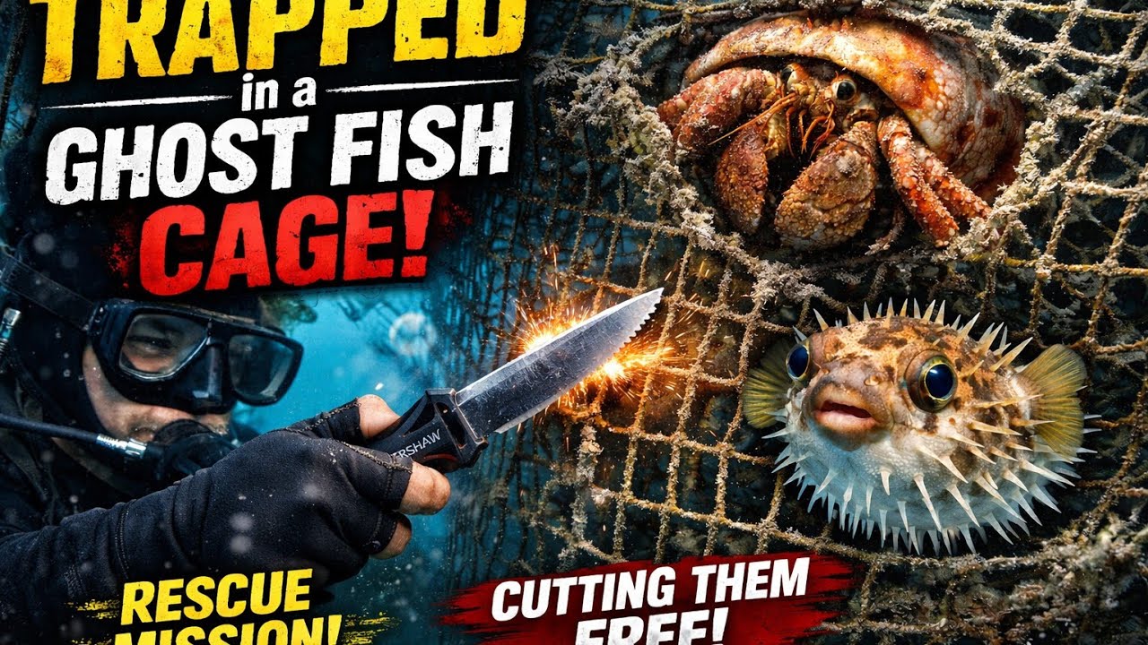 TRAPPED in a Ghost Fish Cage… Underwater Rescue at Depth 🦀🐡