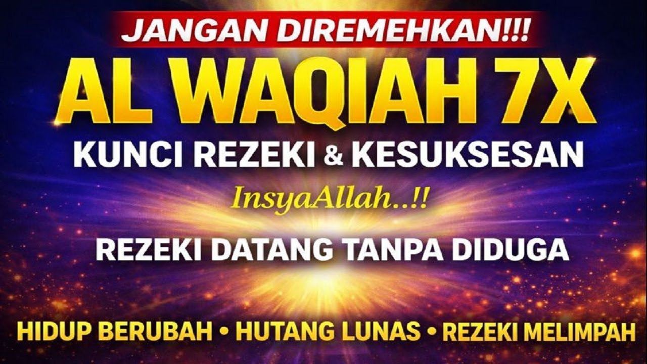 Bacaan Al Quran Merdu Surat Al WAQIAH, Putar dan dengarkan , insyaallah Rezeki datang tak terduga