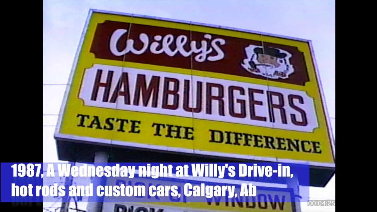 1987, A Wednesday night at Willy's Drive-in, hot rods and custom cars, Calgary, Ab