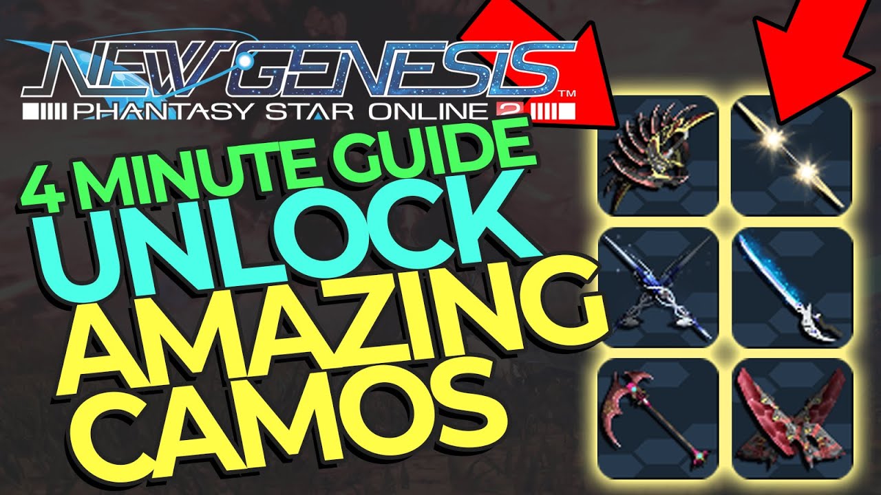 UNLOCK FREE AND SICK WEAPON CAMOS - PSO2: New Genesis Guide In Under 4 Minutes