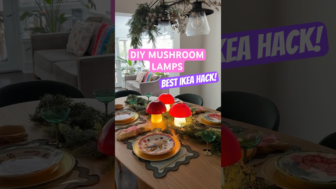 DIY mushroom lamps #ikeahacks #ikea #homedecor #diy #homedecor #lamp #mushroom #spraypaint #hack