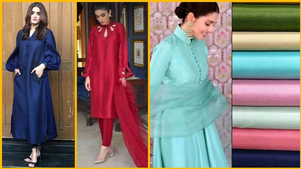 Stunning & exclusive Silk dress designs || #Plain #Silk #dress #designing #ideas