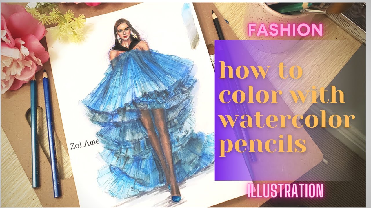 Color Your Fashion Sketches with Watercolor Pencils Like a Pro!