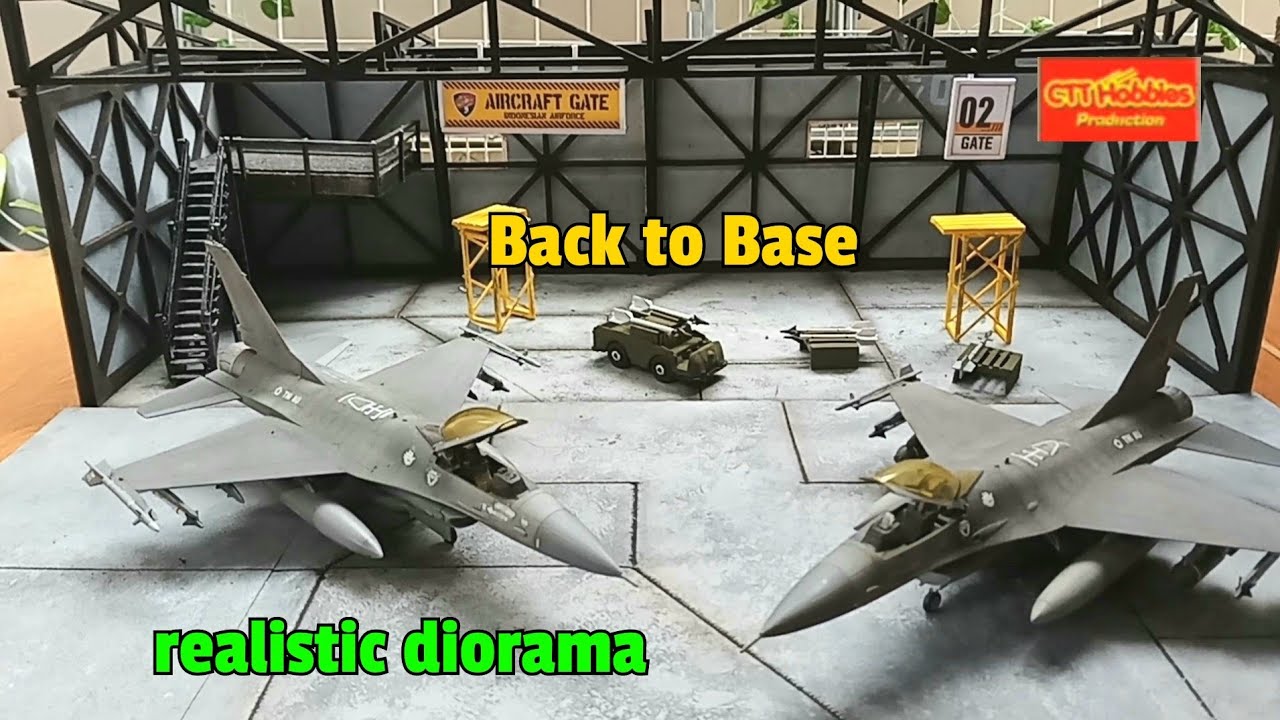 diorama hangar jet f16